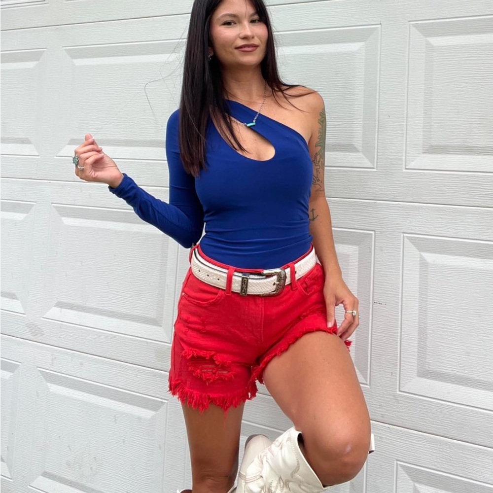 Blue One-Shoulder Top